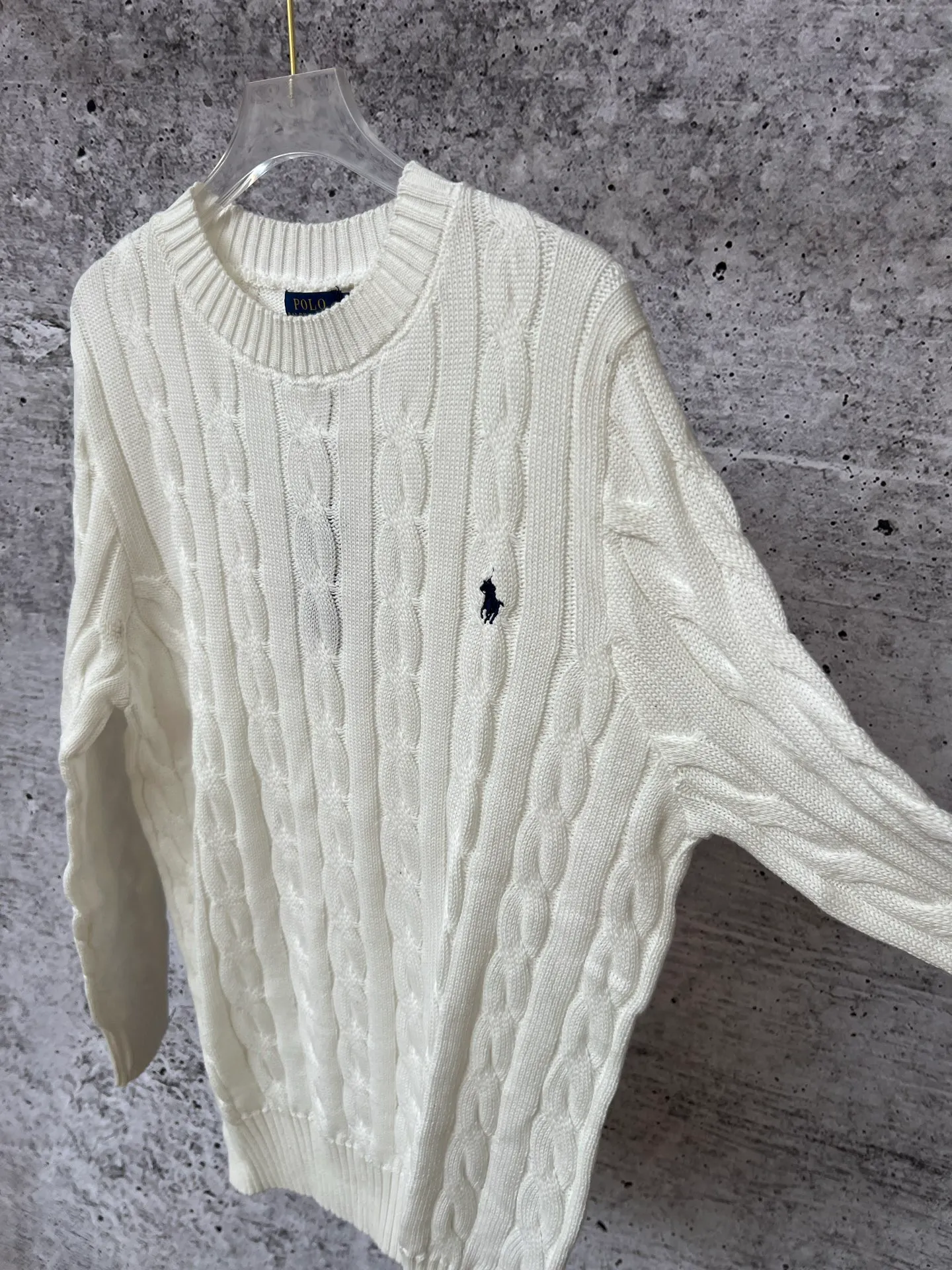 P230 Ralph Lauren men's and women's round neck rubberized sweater, made of the same pure cotton washed fabric as the original, no difference in craftsmanship details, original pony embroidery on the chest, restored one to one